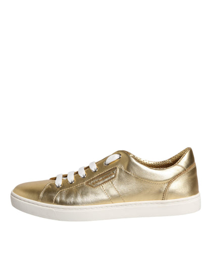 Gold Leather Logo London Men Sneakers Shoes