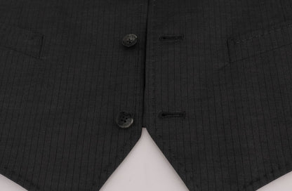 Sleek Gray Single-Breasted Waistcoat Vest