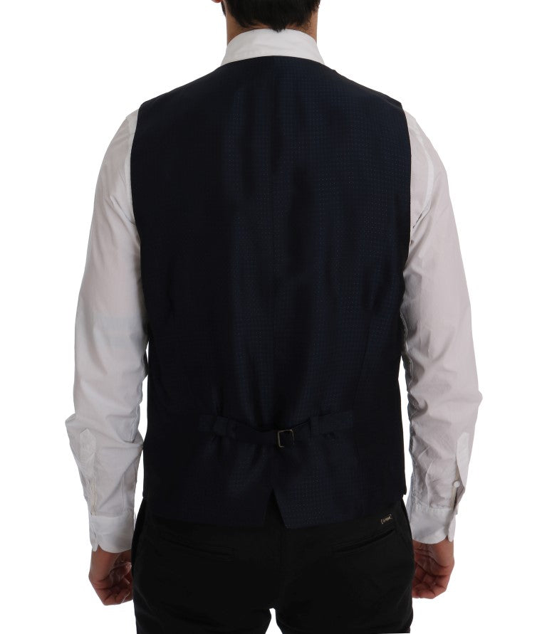 Elegant Blue Striped Waistcoat Vest