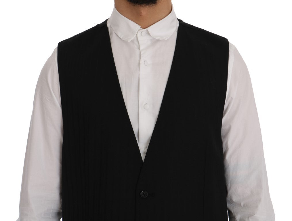 Elegant Striped Wool Blend Waistcoat Vest