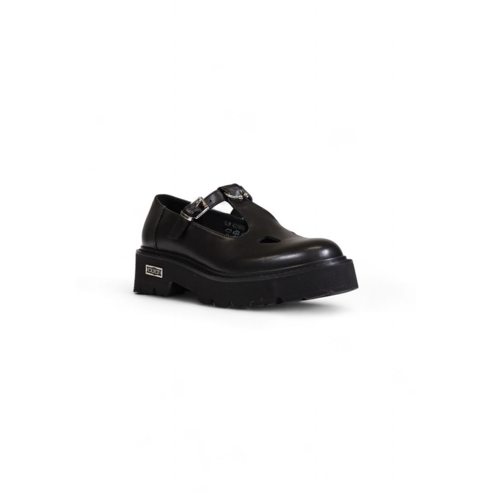 Black Leather Flat Shoe