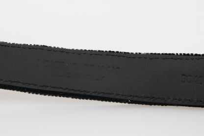 Elegant Black Cotton-Leather Men's Belt