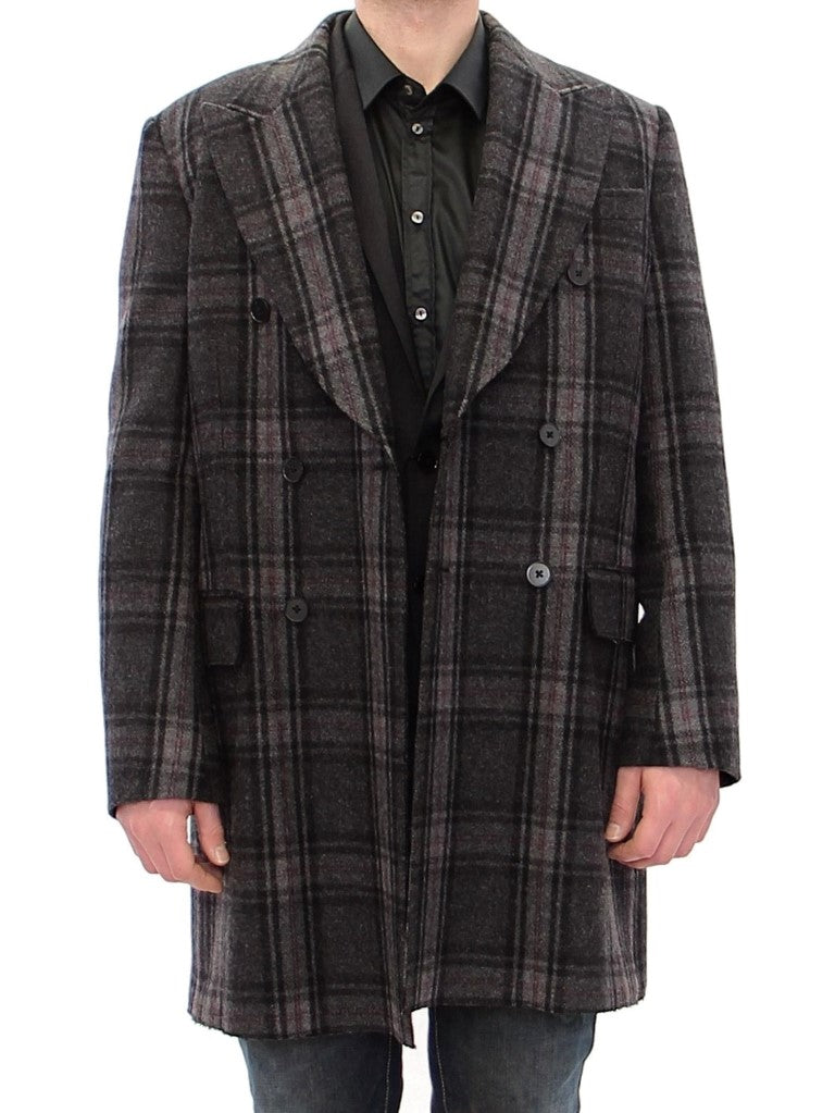 Sicilia Checkered Wool Blend Coat