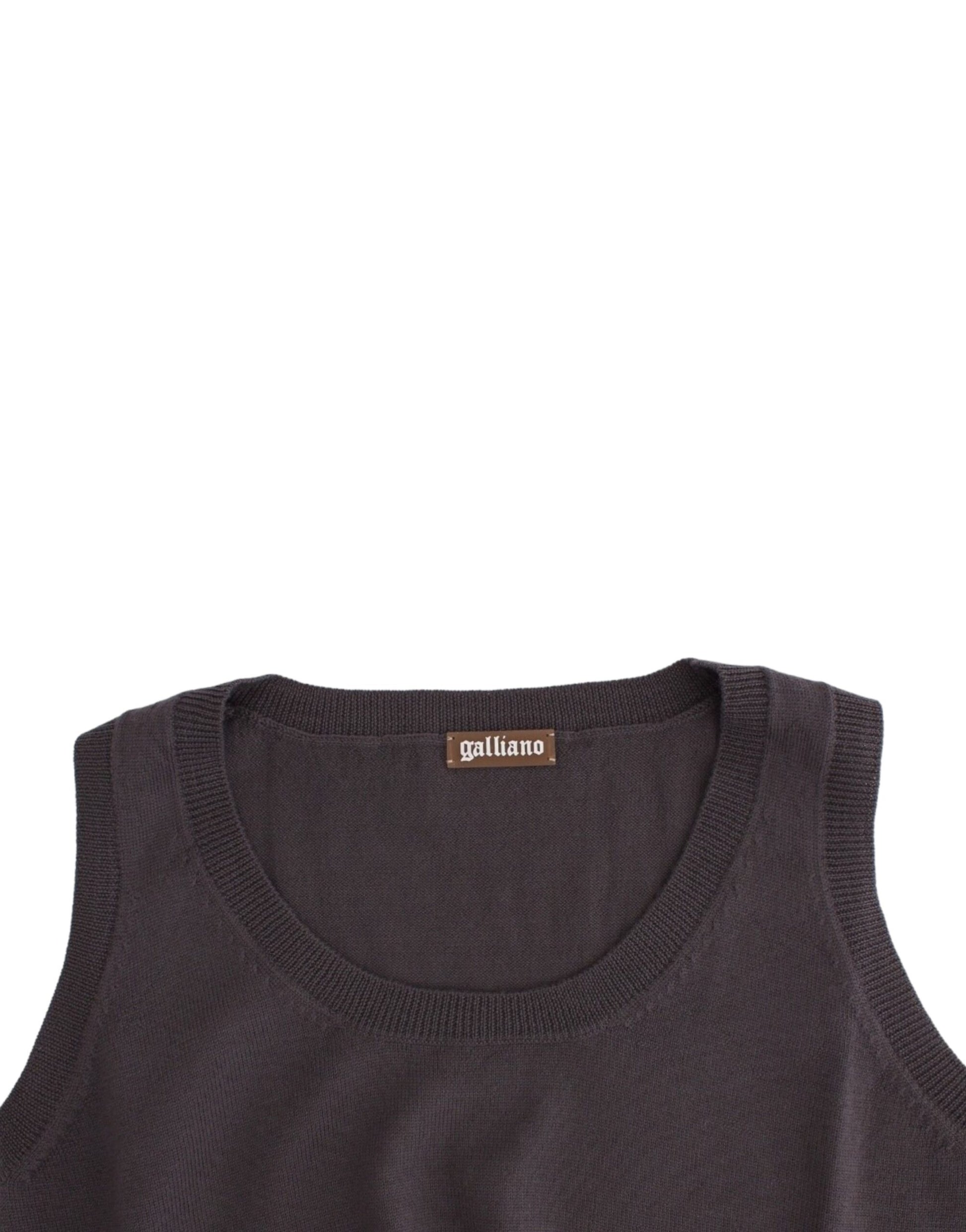 Elegant Sleeveless Brown Knit Top