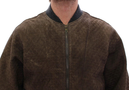 Elegant Leather & Wool Blend Jacket