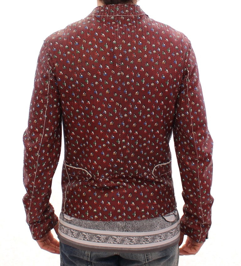 Exclusive Boxer Print Bordeaux Leather Jacket