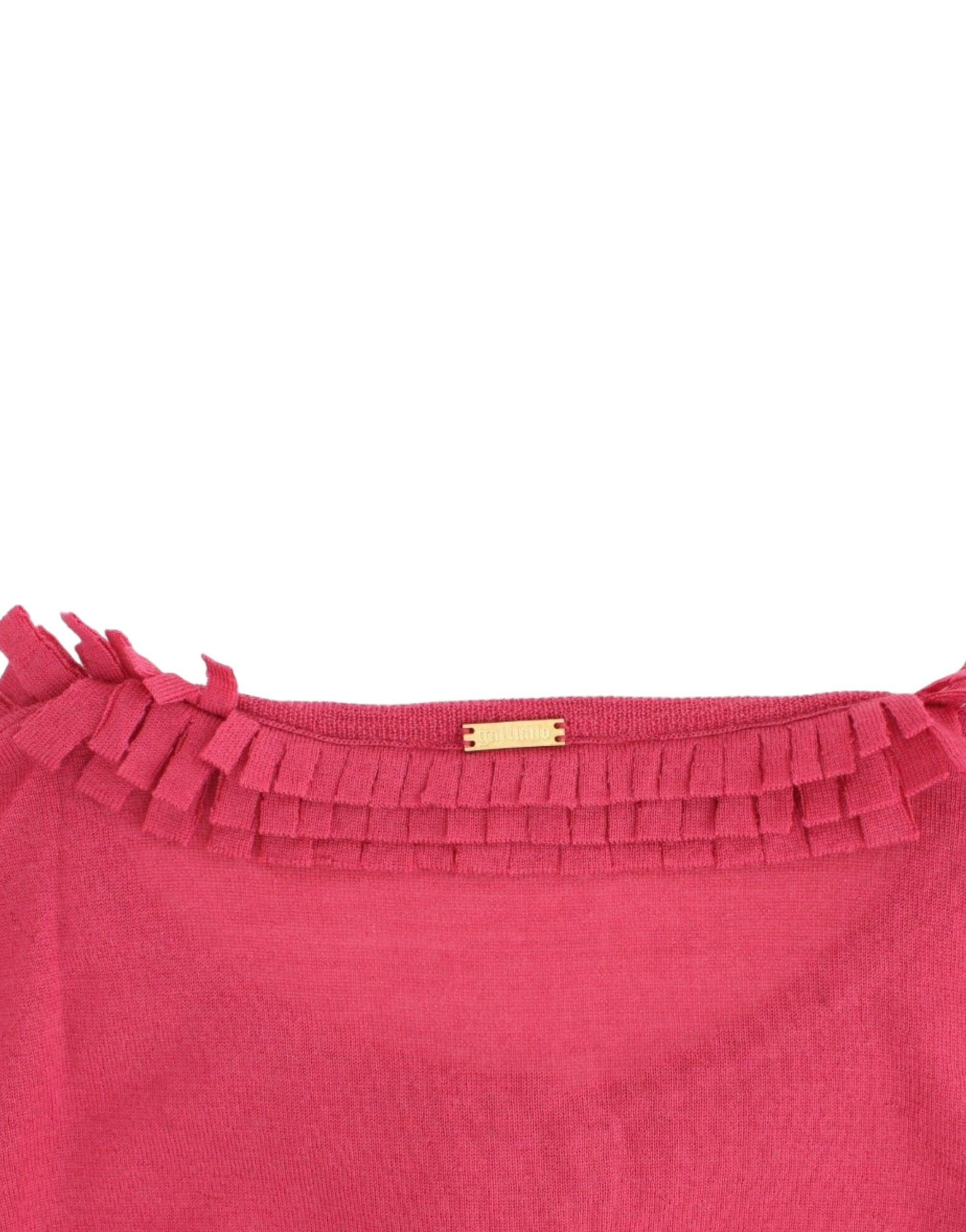 Ruffle Detail Wool Cardigan in Pink