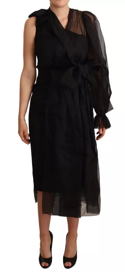 Black Mesh Crystal Long Sleeves Dress