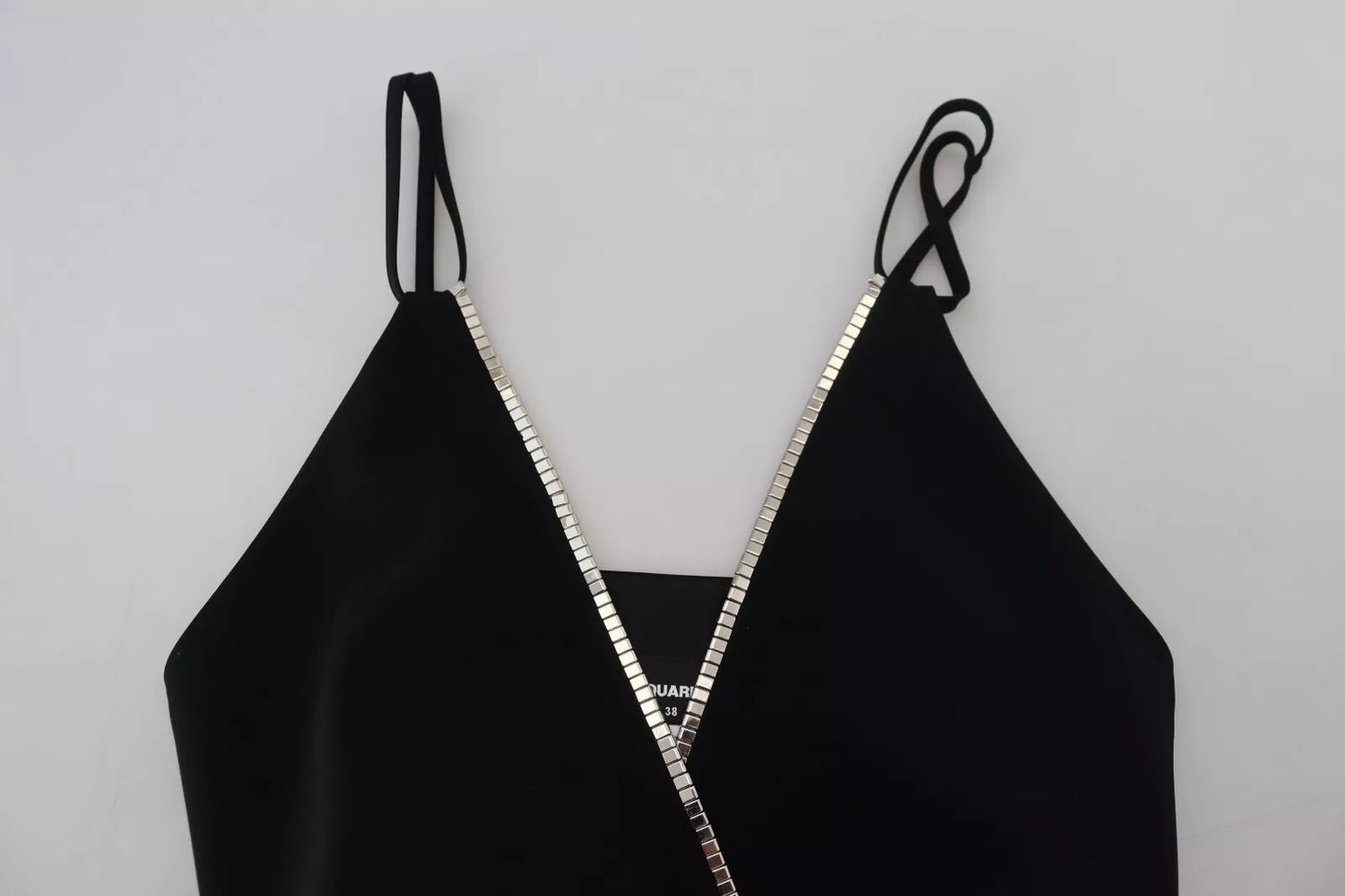 Black Embellished Sleeveless V-neck Jumpsuit Dress