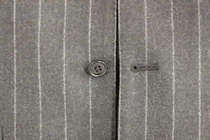 Sleek Gray Striped Wool Dress Vest