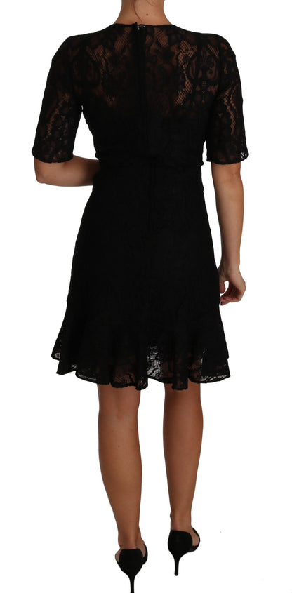 Chic Black Lace Sheath Dress with Silk Lining