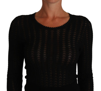 Elegant Black Knitted Sheath Dress