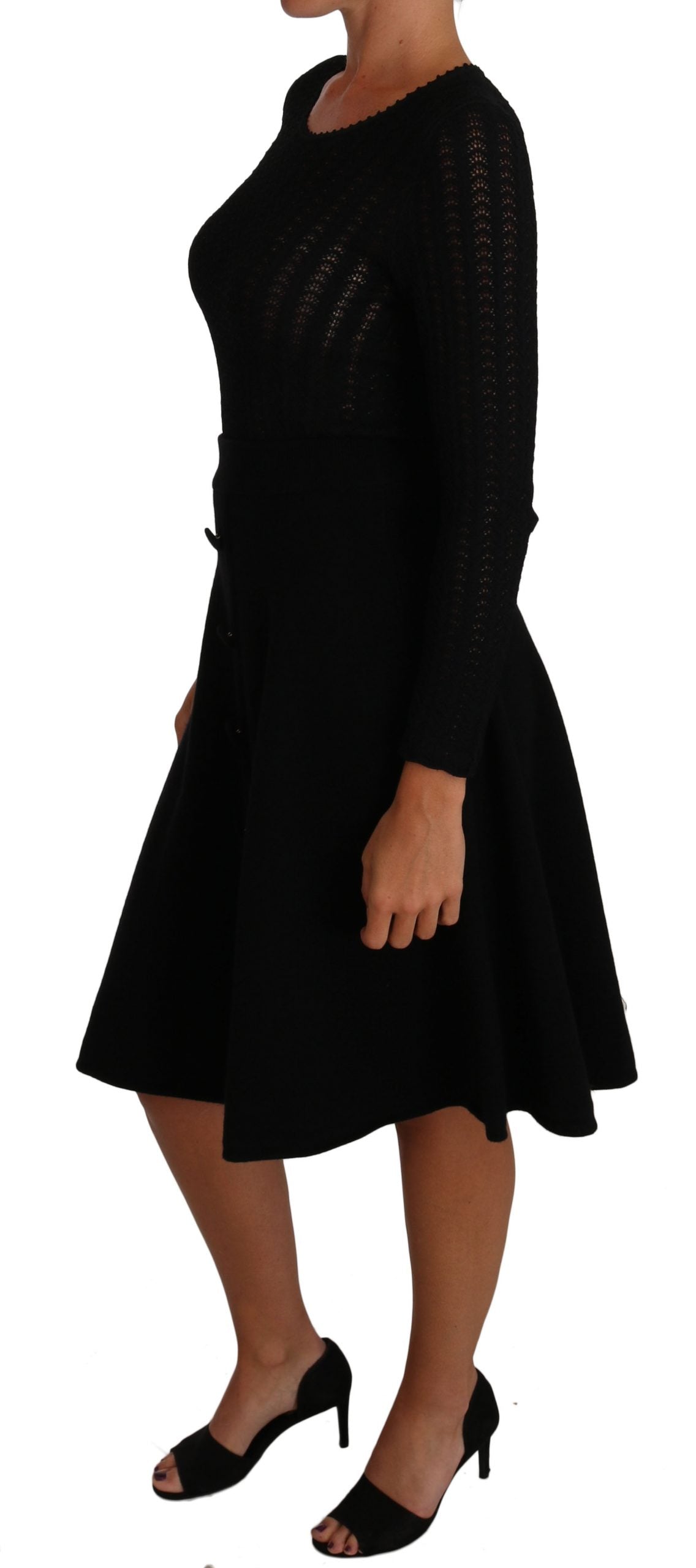 Elegant Black Knitted Sheath Dress