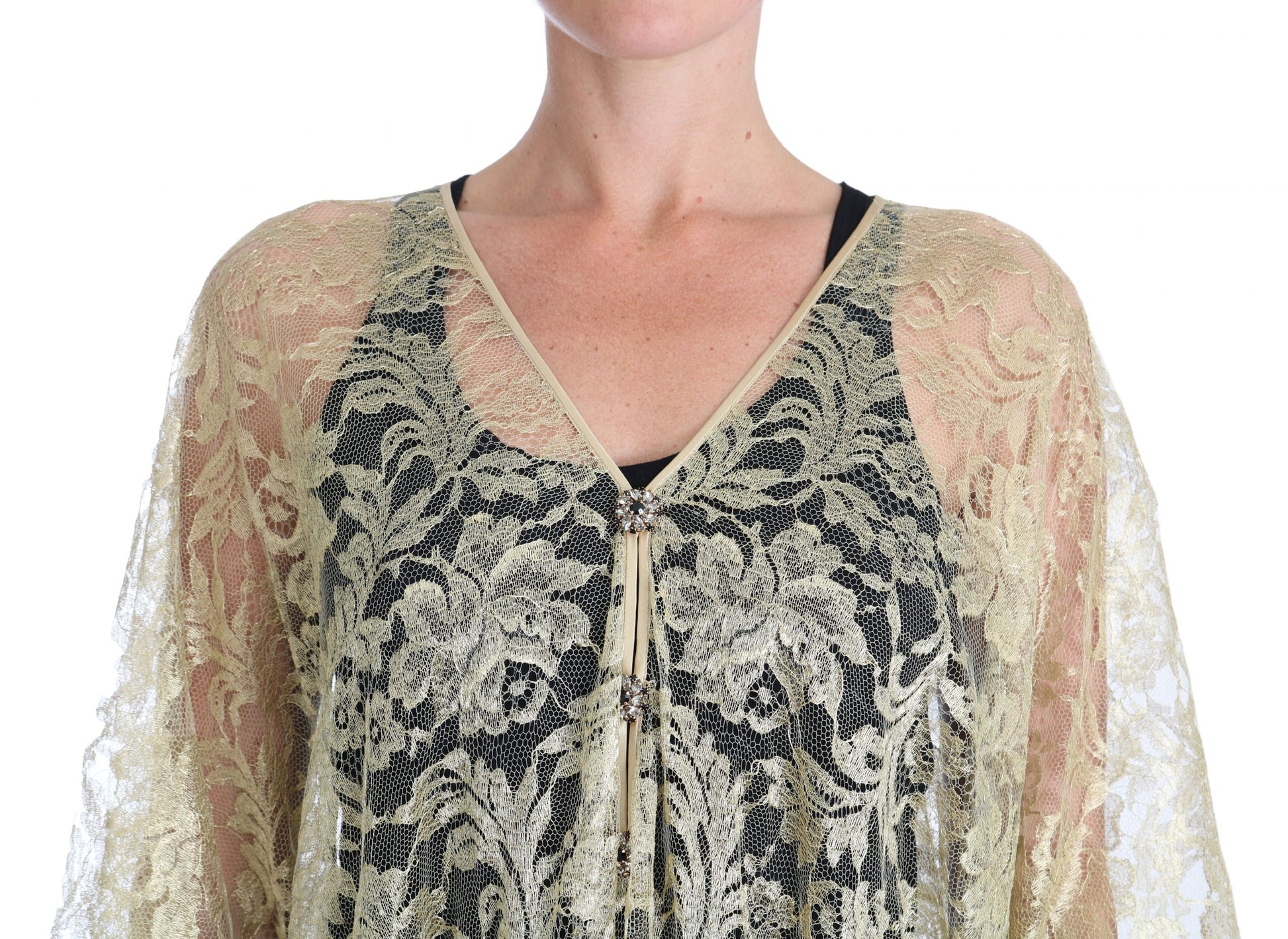 Golden Floral Lace Kaftan Sundress