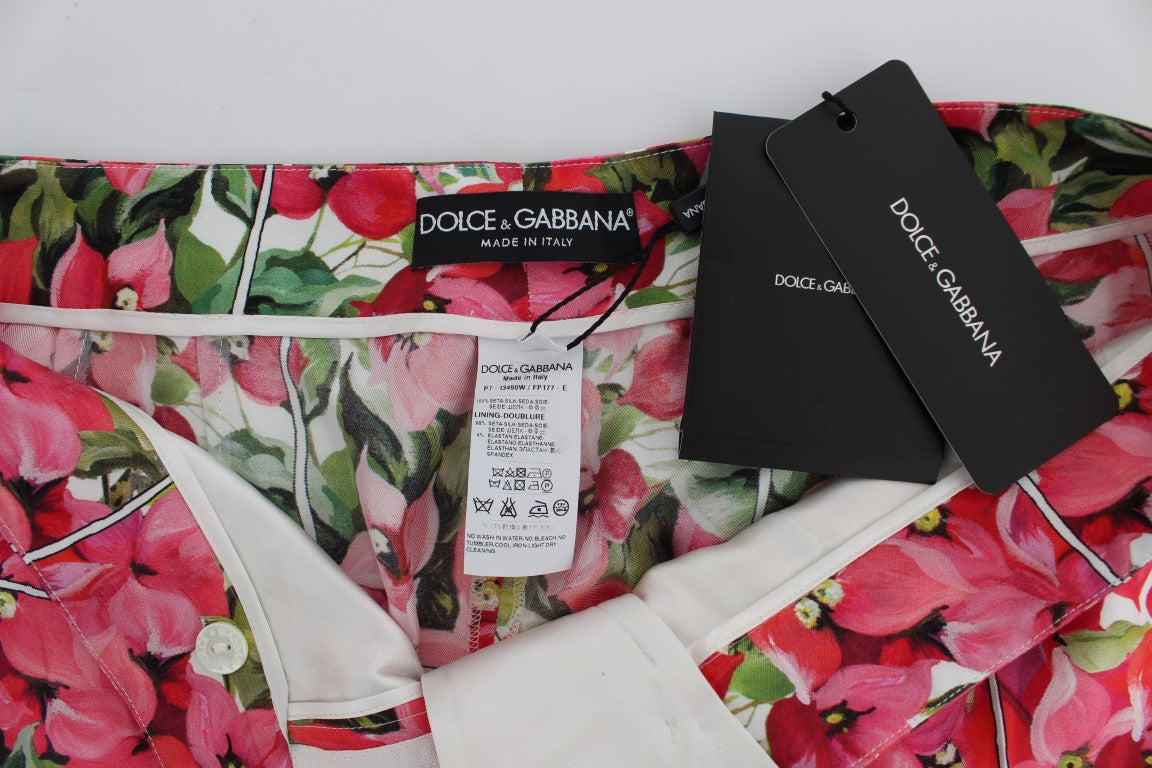 Multicolor Floral Silk Capri Pants