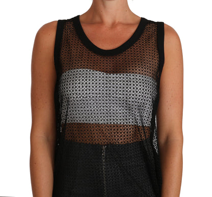 Elegant Sleeveless Black Mesh Top