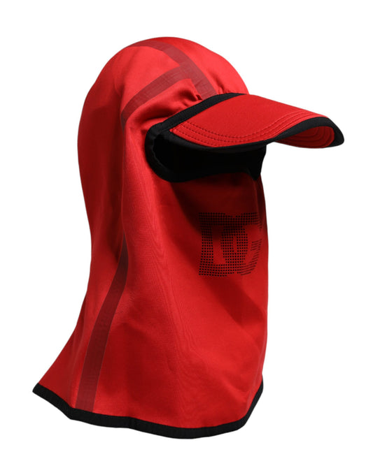 Red Logo Polyester Wide Brim Balaclava Hat