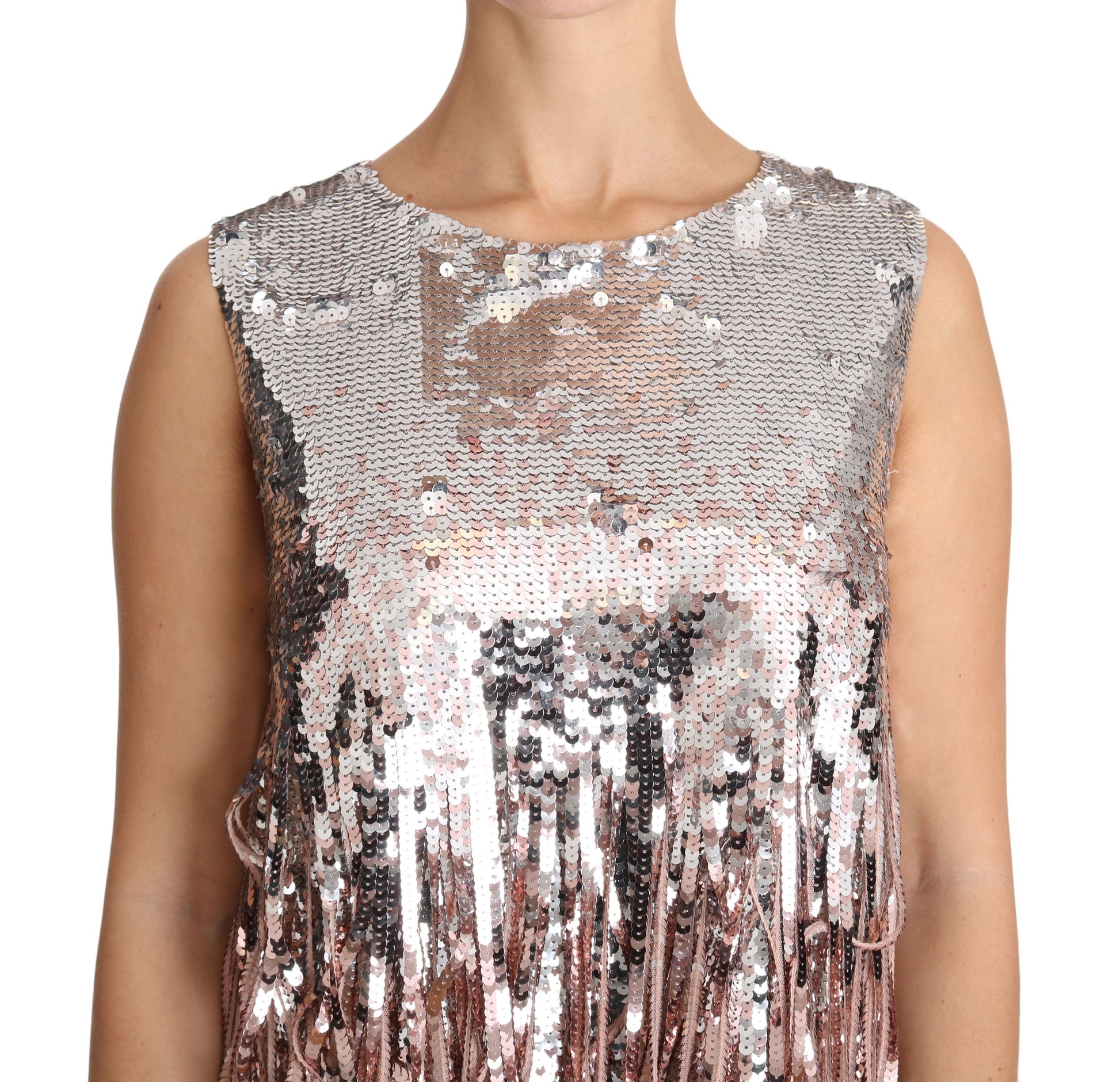 Golden Pink Sequined Fringe Elegance Top