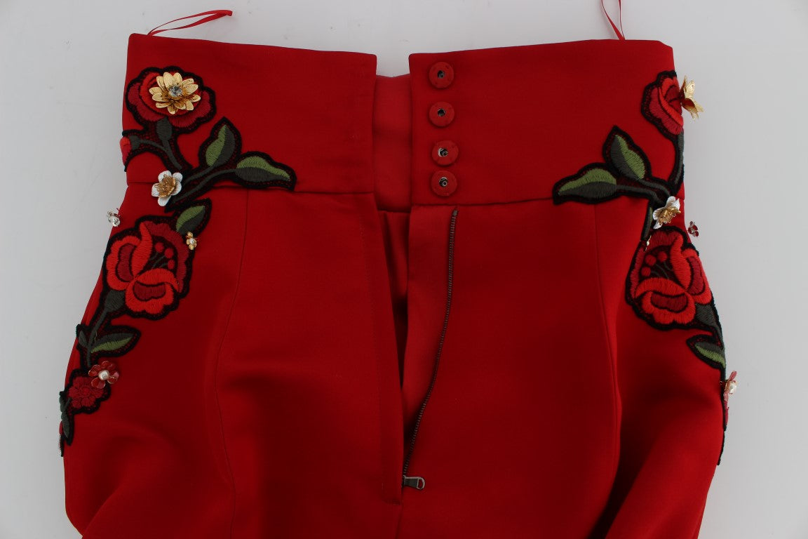 Enchanted Sicilian Rose Embroidered Mini Shorts