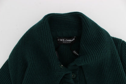Elegant Green Cashmere Cardigan Sweater