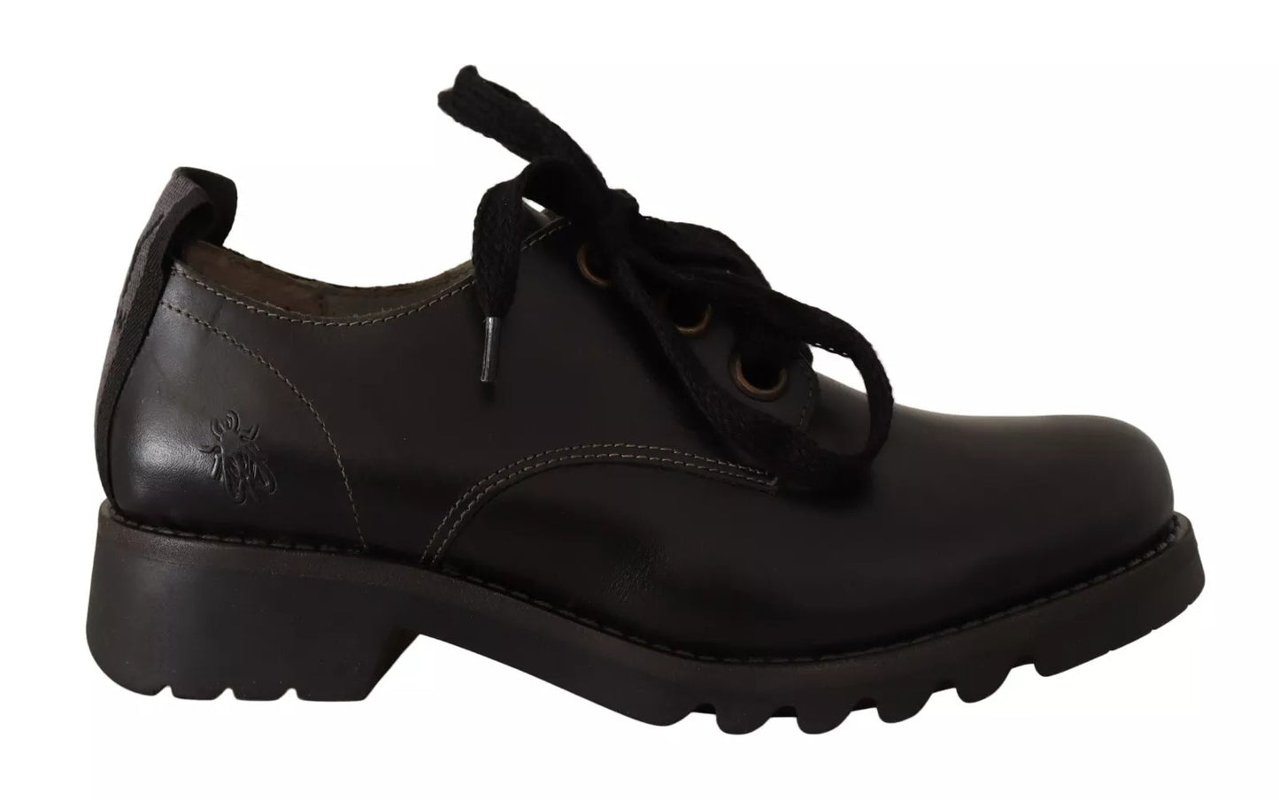 Black Leather Low Top Lace Up Women Oxford Shoes