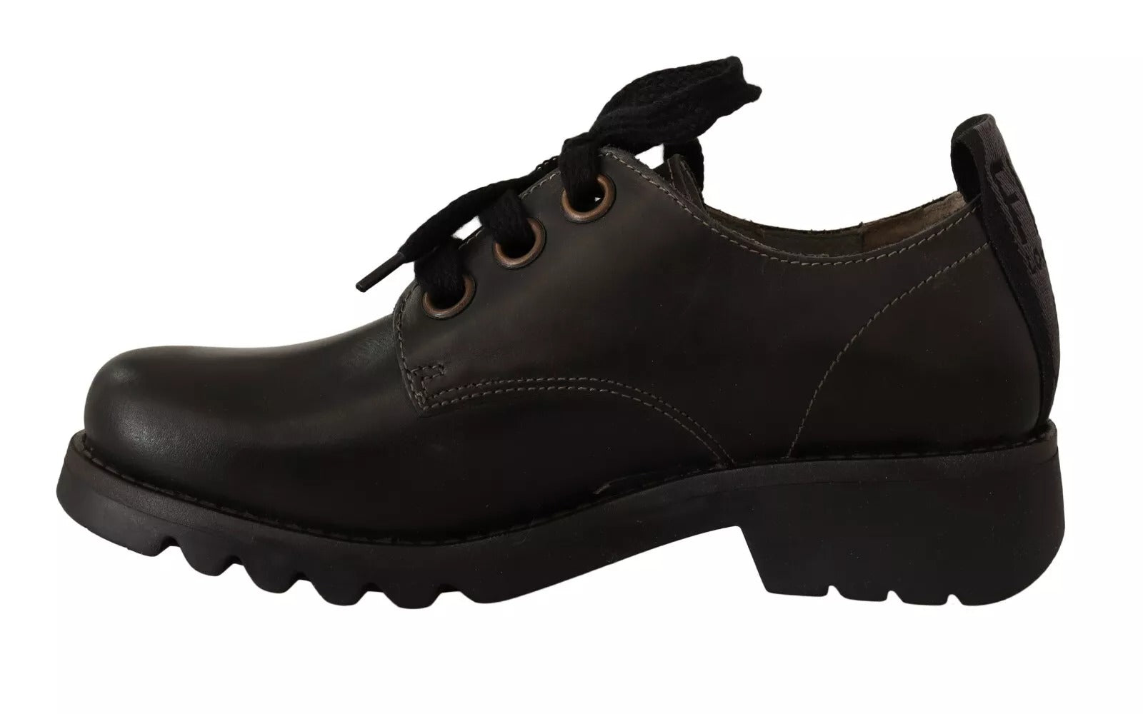 Black Leather Low Top Lace Up Women Oxford Shoes