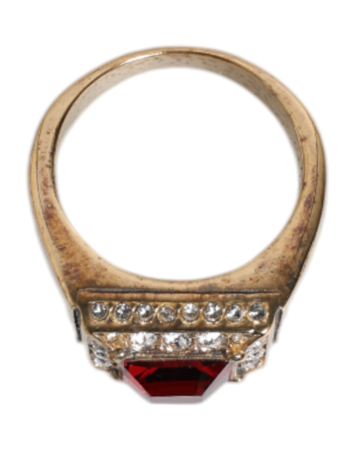 Gold Tone Sterling Silver 925 Crystals Ring