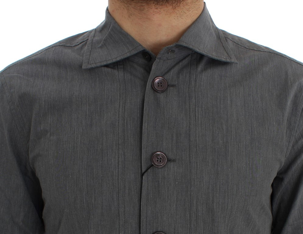 Elegant Gray Cotton Dress Shirt