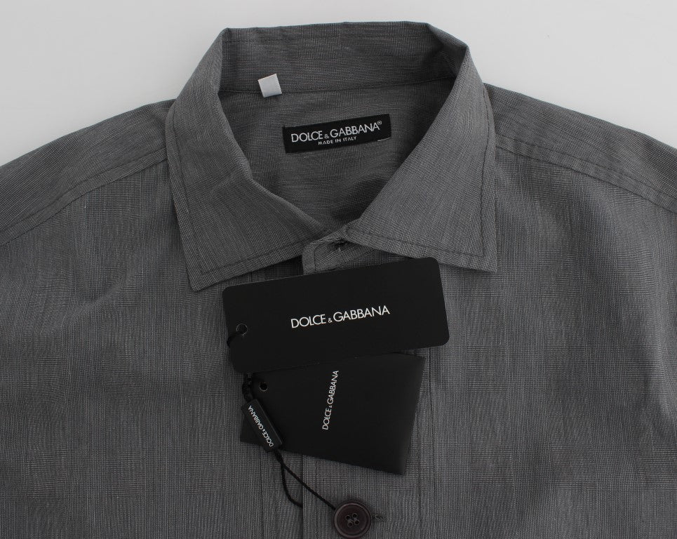 Elegant Gray Cotton Dress Shirt