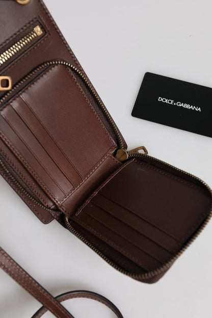 Brown Leather Neck Strap Cross Body Sling Bag