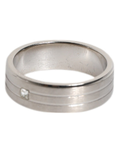 Silver Tone Brass Clear Crystal DG Logo Ring