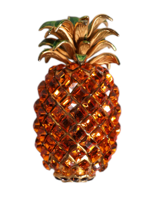 Gold Brass Pineapple Crystal Jewelry Brooch Pin