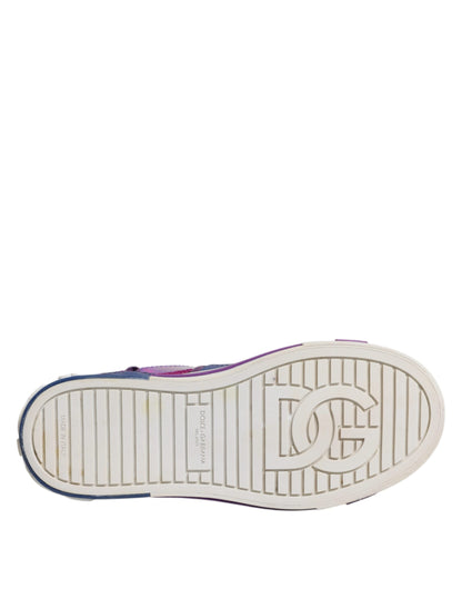 Purple Leather DG Logo Low Top Sneakers Shoes