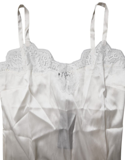 Top White Satin Lace Tank Lingerie Underwear