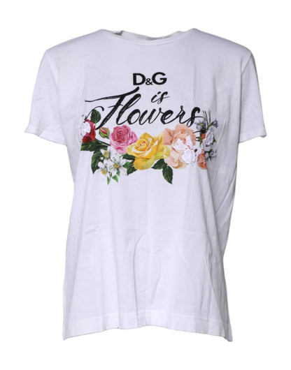White Cotton DG Floral Embroidered Top T-shirt
