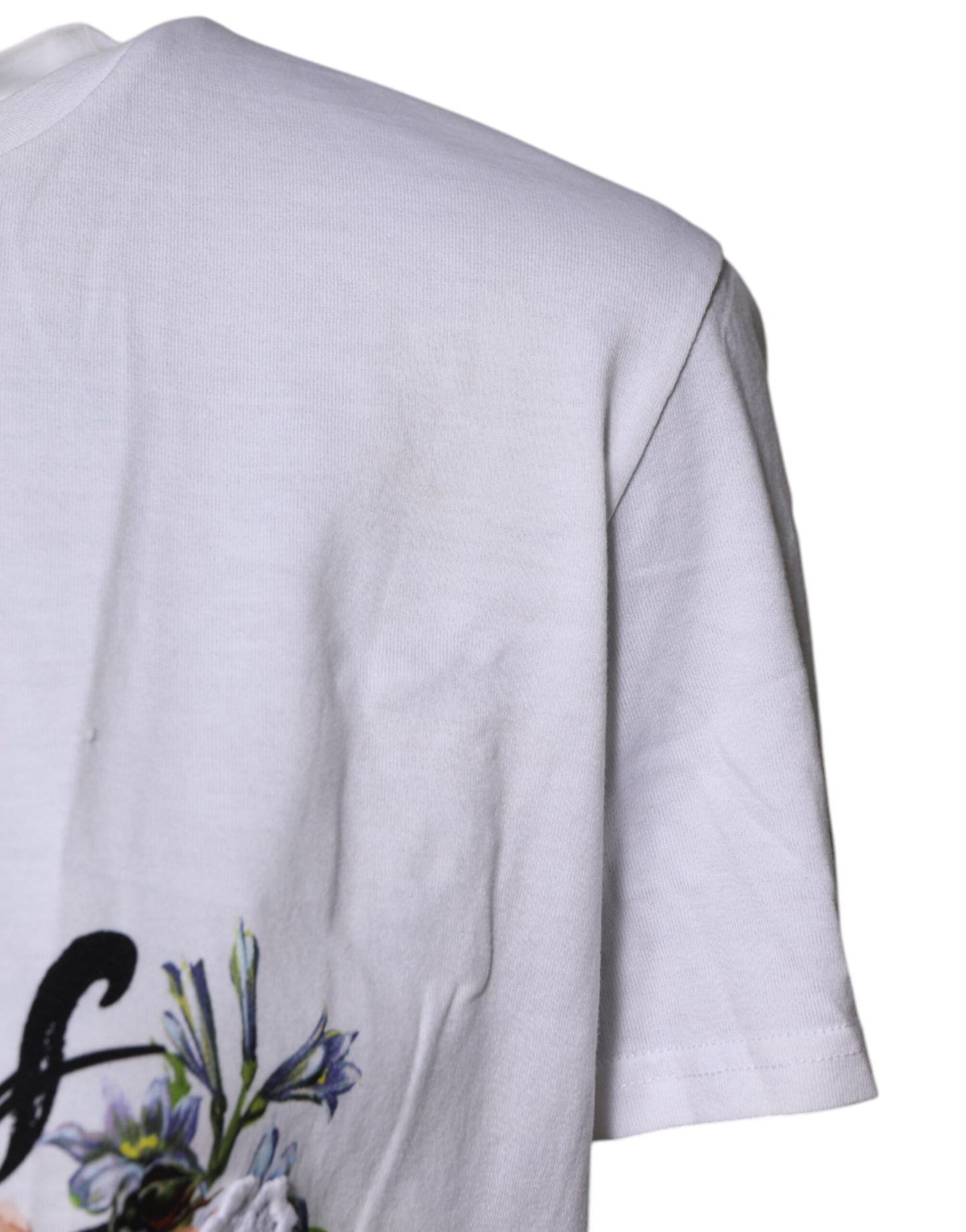 White Cotton DG Floral Embroidered Top T-shirt