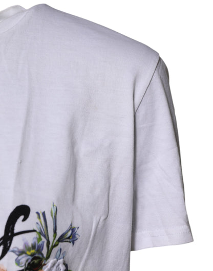 White Cotton DG Floral Embroidered Top T-shirt