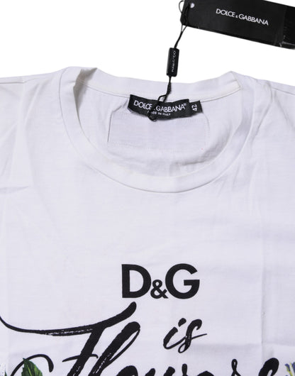 White Cotton DG Floral Embroidered Top T-shirt