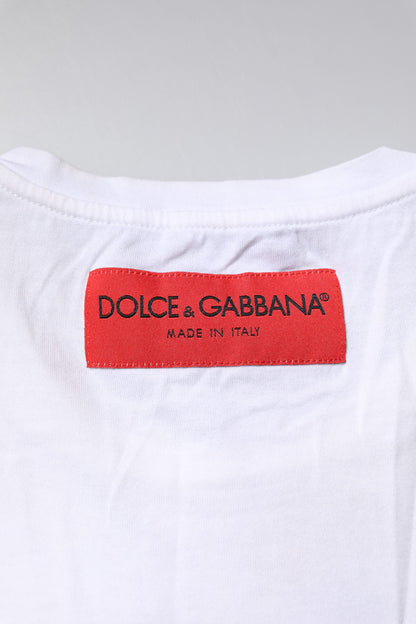 White Cotton DG Floral Embroidered Top T-shirt