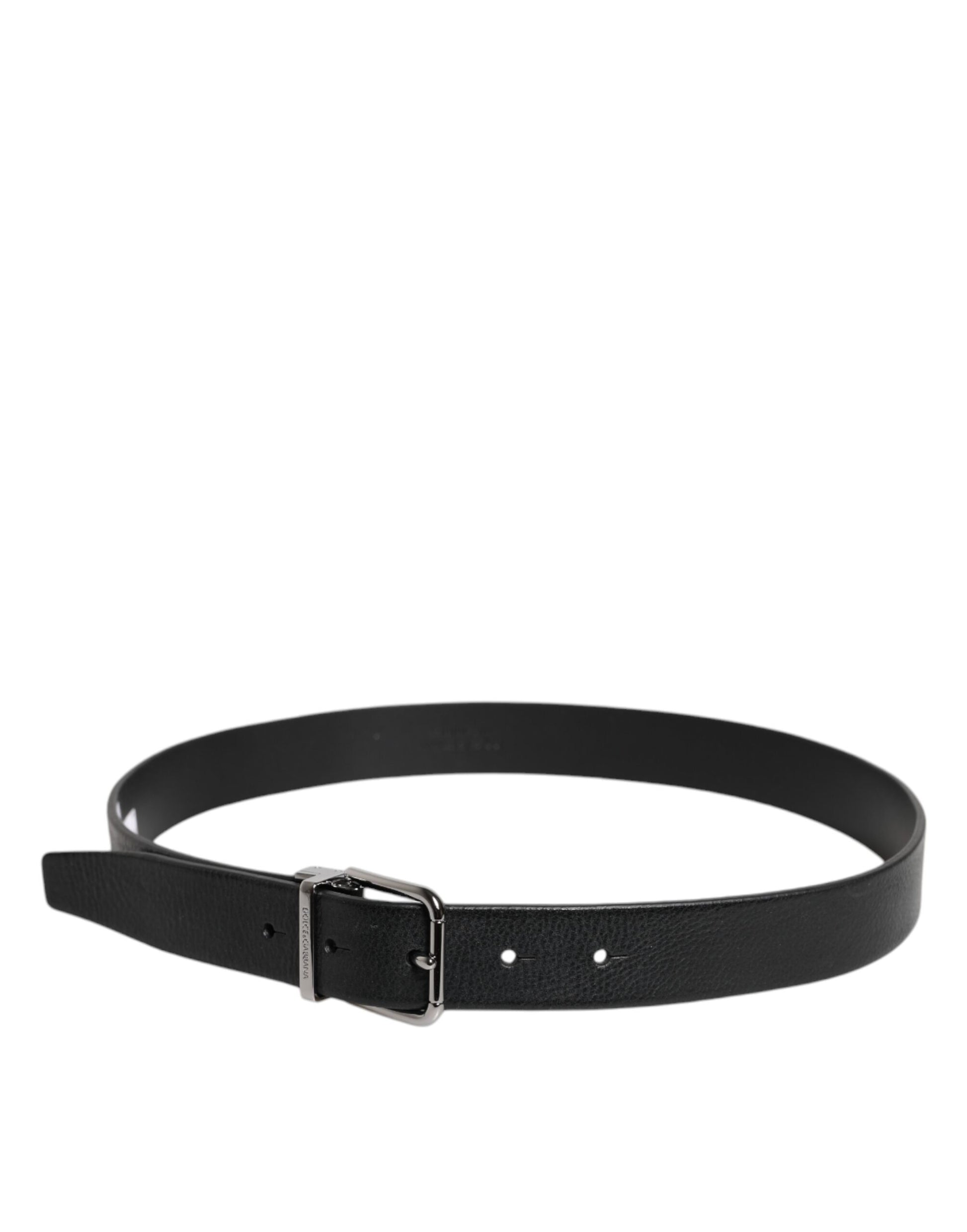 Black Leather Classic Metal Waist Buckle Belt
