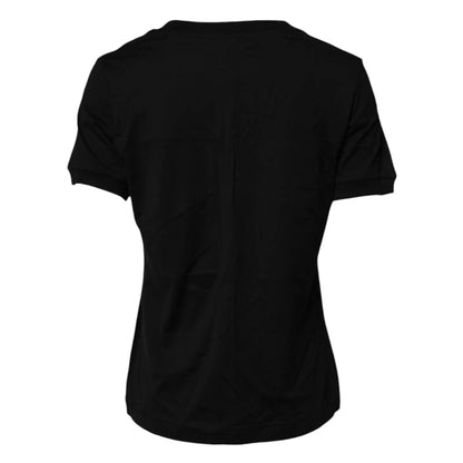 Black DG Embellished Cotton Crew Neck T-shirt