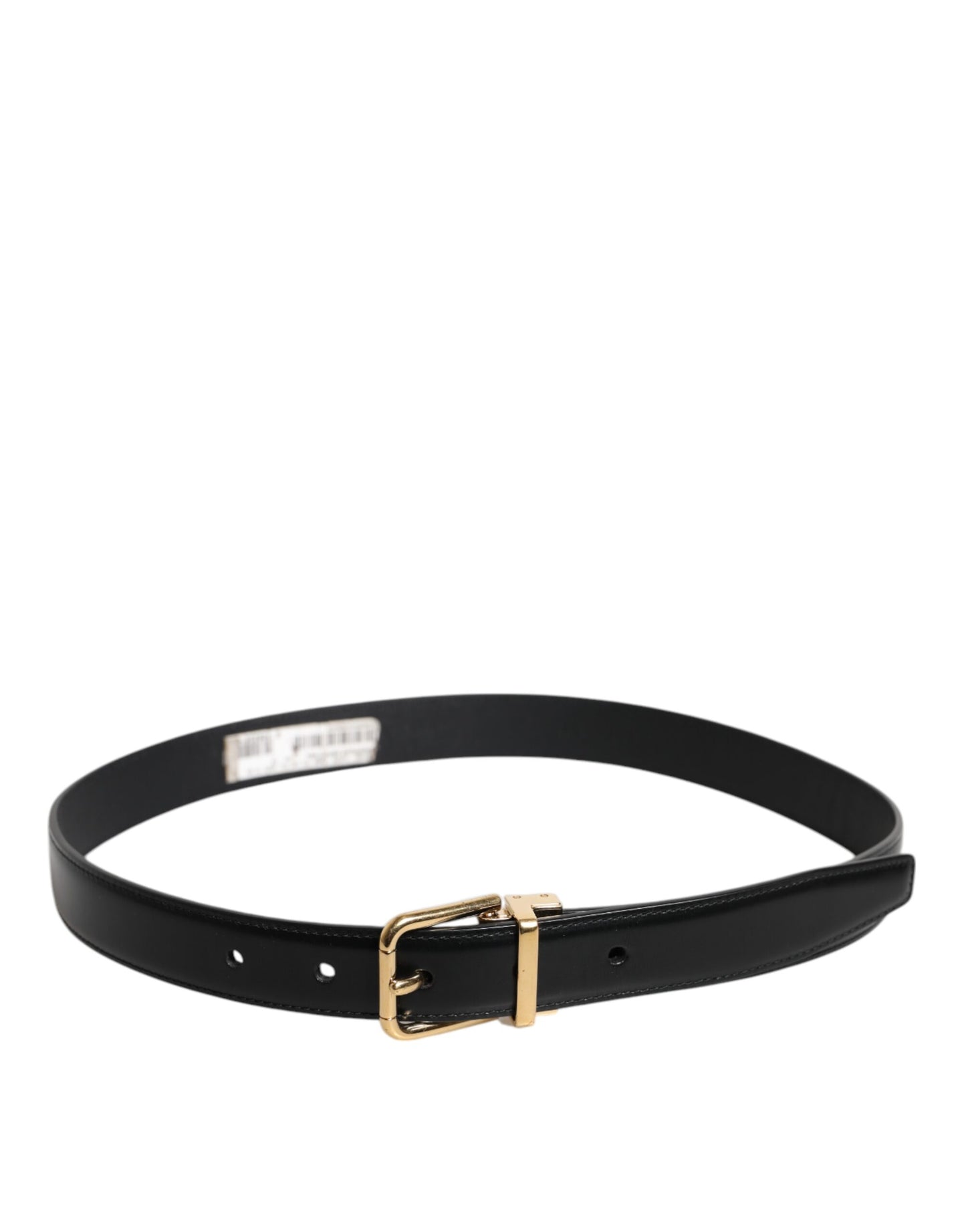 Black Leather Gold Metal Waist Buckle Belt