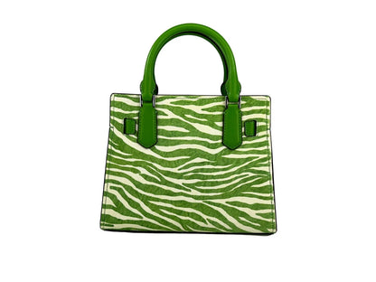 Hamilton Small Leather Zebra Print Satchel Crossbody Jungle Green