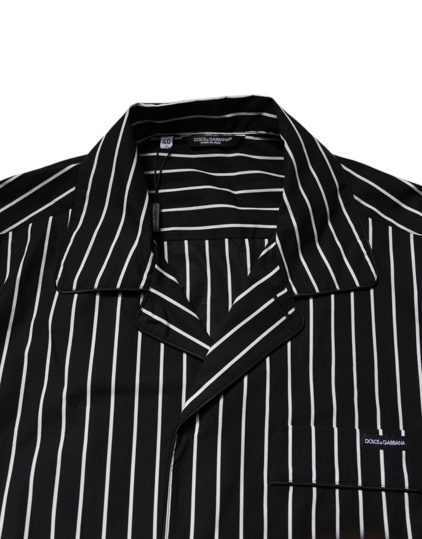 Black White Stripes Cotton Men Pajama Set Sleepwear