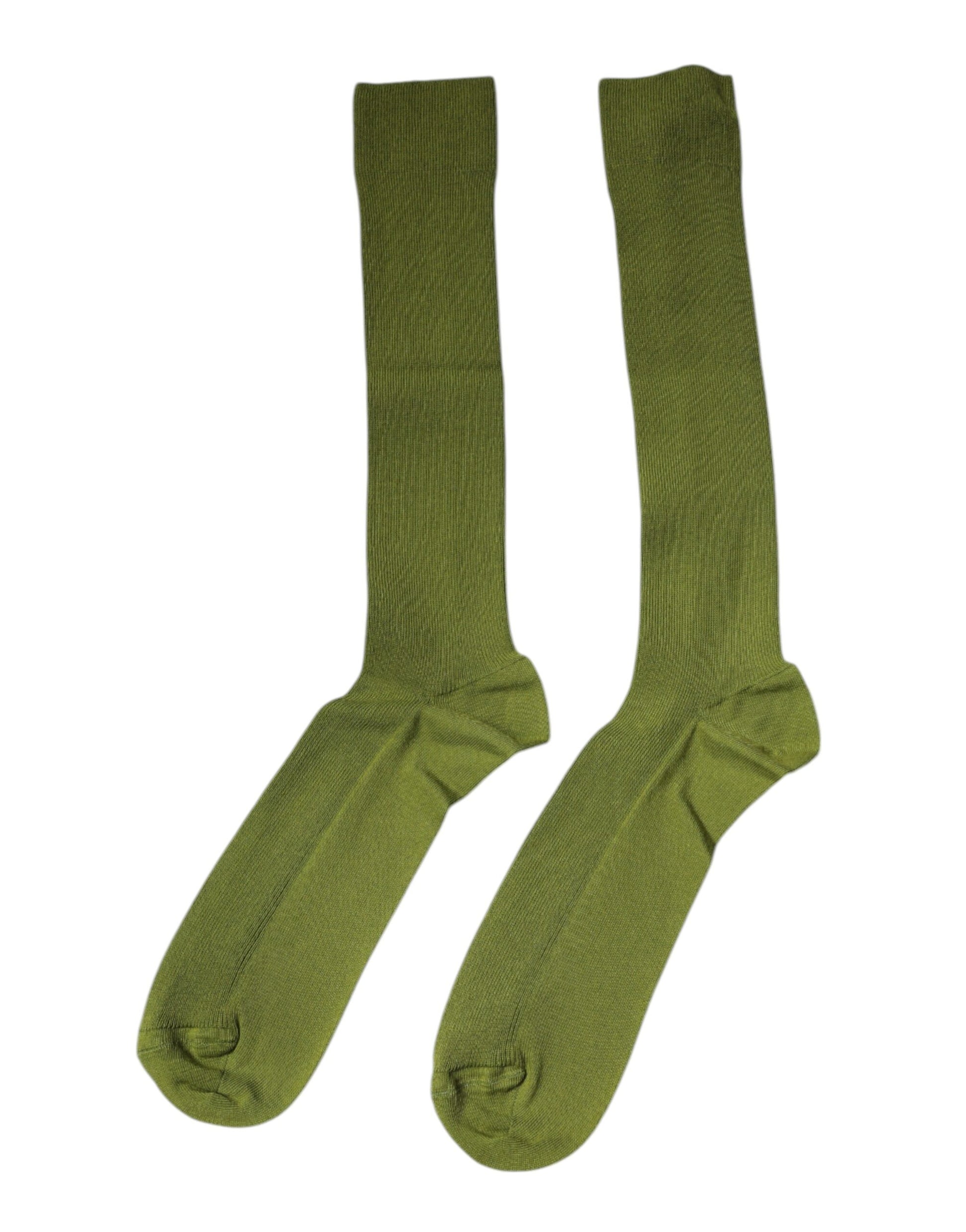 Green Cotton Logo Over The Calf Socks