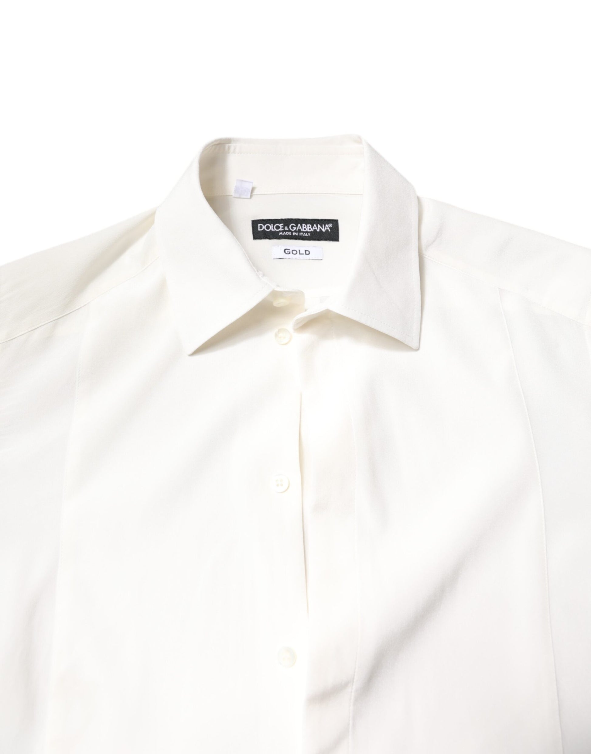 White Silk GOLD Dress Formal Collared Shirt