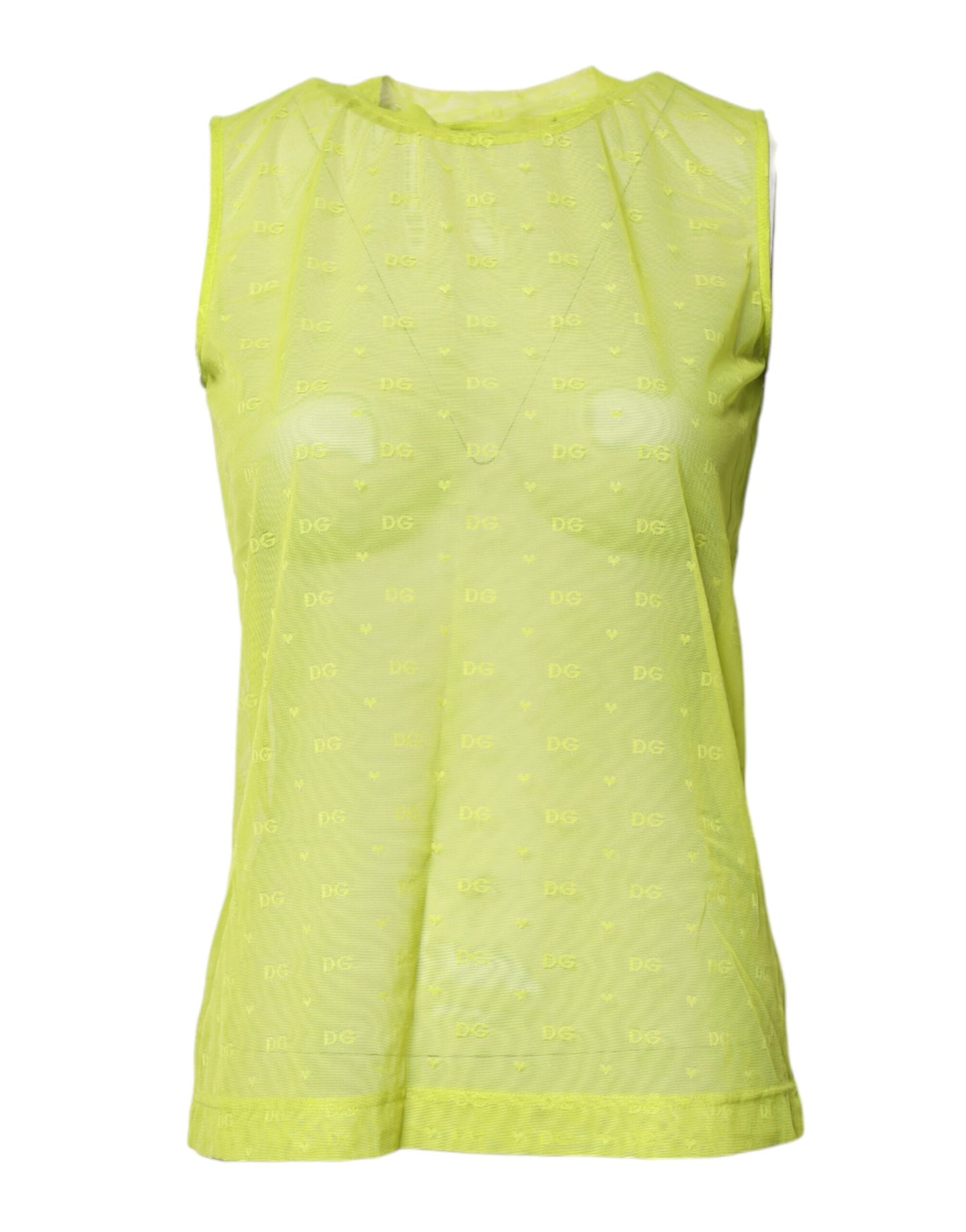 Green Nylon See Through Women Sleeveless Tank Top