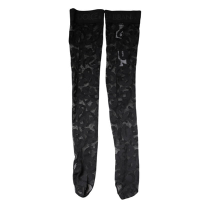 Black Floral Lace Cotton Stretch Stockings Socks