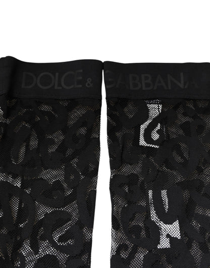 Black Floral Lace Cotton Stretch Stockings Socks