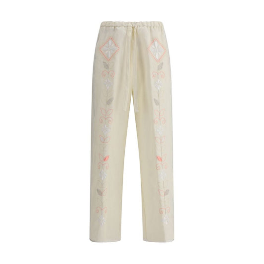 Embroidered linen Pants